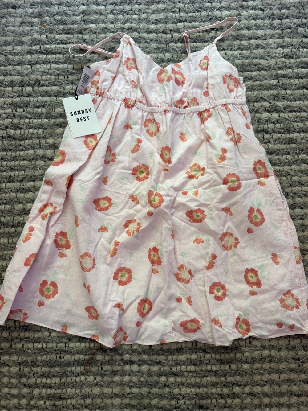 Sunday Best Pink Floral Spaghetti-Strap Linen Dress